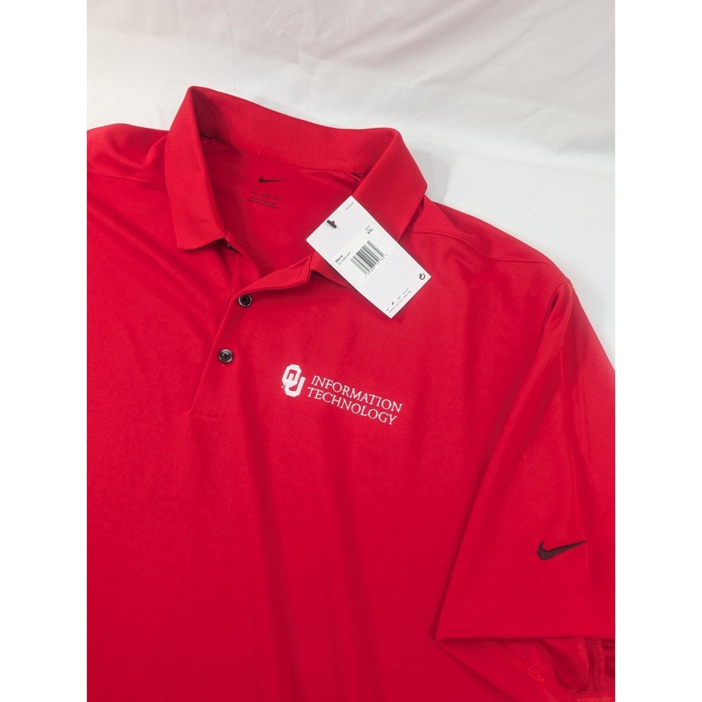 NWT XXL Nike Dri-Fit Oklahoma Sooners Information Technology IT Solid Red‎ Polo
